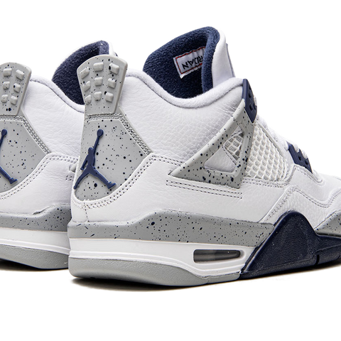 Outlet gradeschool Air Jordan 4 gs White Grey Midnight Navy 408452-140 size 3.5y