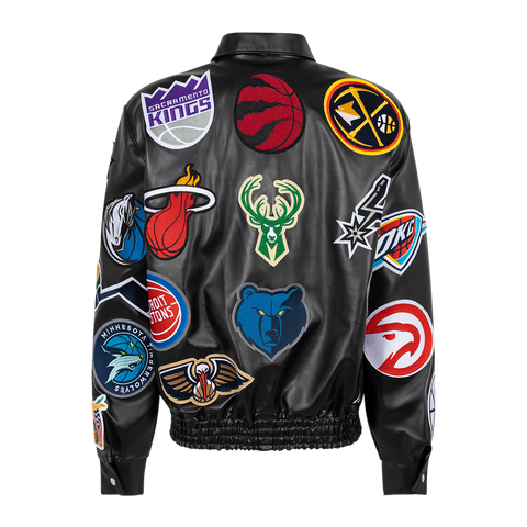 NBA Collage Vegan Leather Jacket Stadium Goods