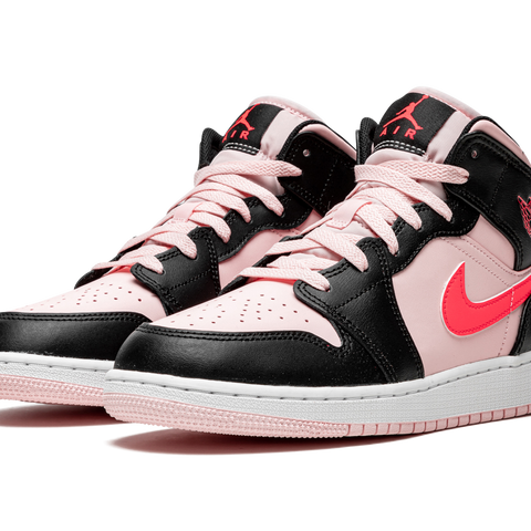 NWB Air Jordan 1 Mid GS Black Pink Crimson/ Atmosphere Sneakers purchases